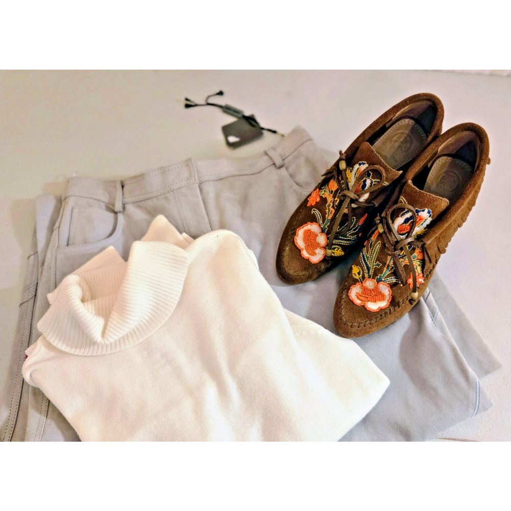 Alberta Ferretti vintage detailed suede leather size 6 pant Y2K NWT - Picture 10 of 14
